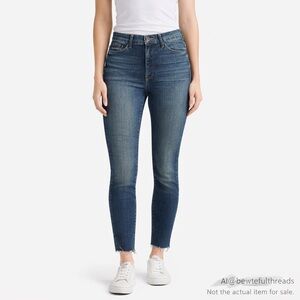 MOTHER Size 28 High Rise Skinny Ankle Fray Blue Stretch Jeans